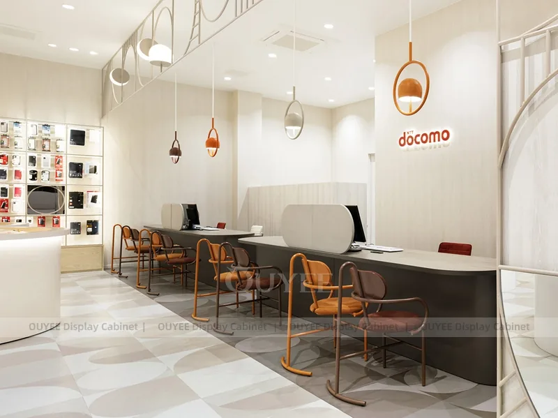 White And Wood Tone Phone Store Display Fixture - Image 13