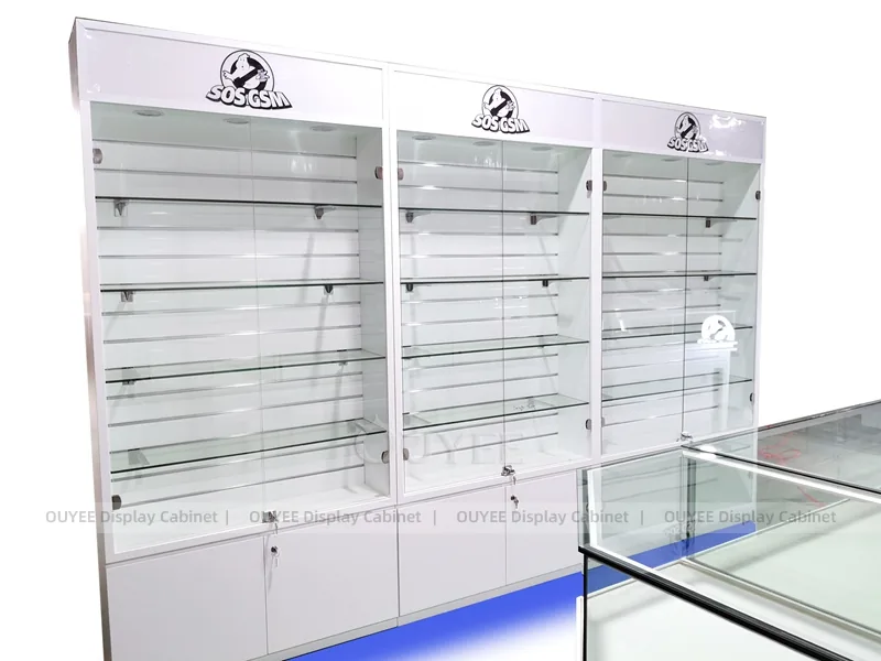 White And Wood Tone Phone Store Display Fixture - Image 5