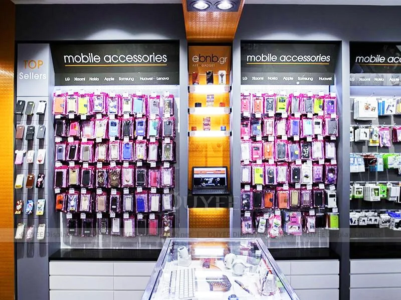 White And Wood Tone Phone Store Display Fixture - Image 4