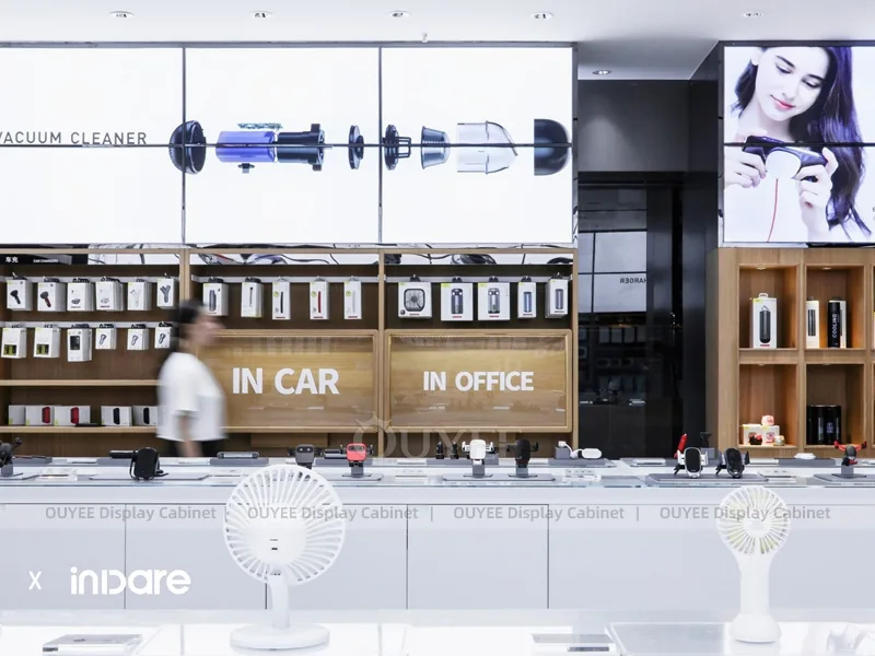 White And Wood Tone Phone Store Display Fixture - Image 9