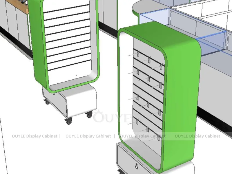 White And Wood Tone Phone Store Display Fixture - Image 2