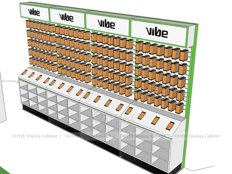 White And Wood Tone Phone Store Display Fixture - Image 5