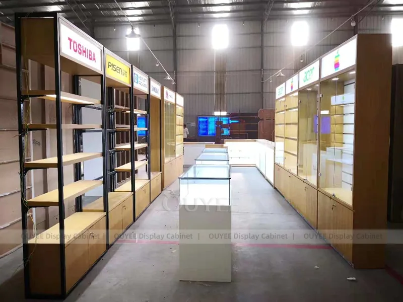 White And Wood Tone Phone Store Display Fixture - Image 4