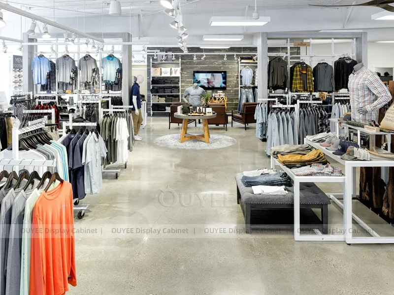 White Apparel Showroom Retail Clothing Display