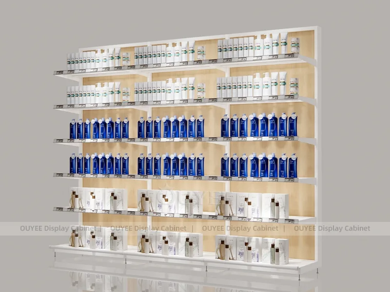 White Hair Product Wall Shelves Wig Wall Display