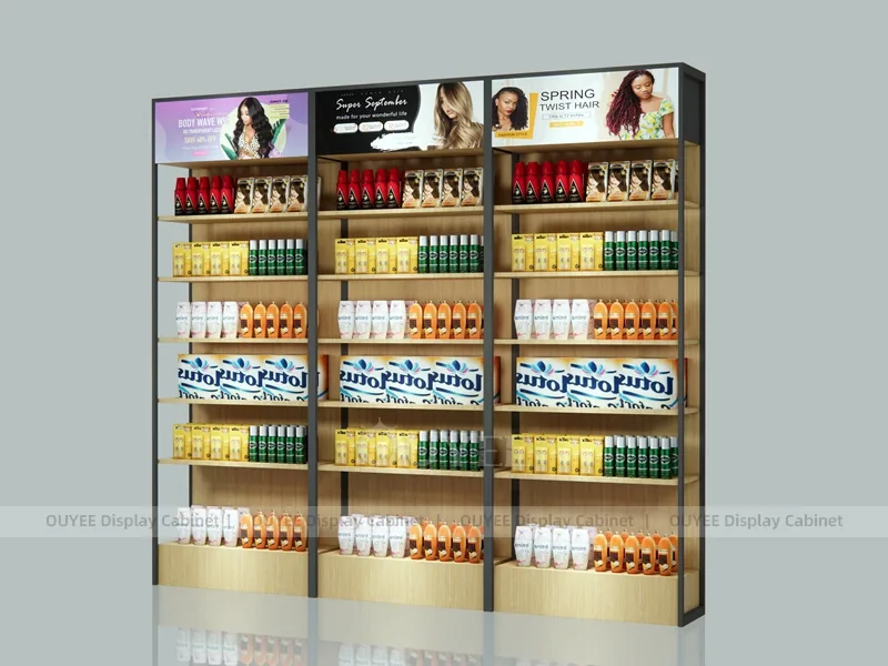 White Hair Product Wall Shelves Wig Wall Display - Image 5