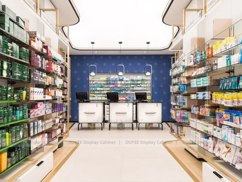 White Pharmacy Aisle Shelving