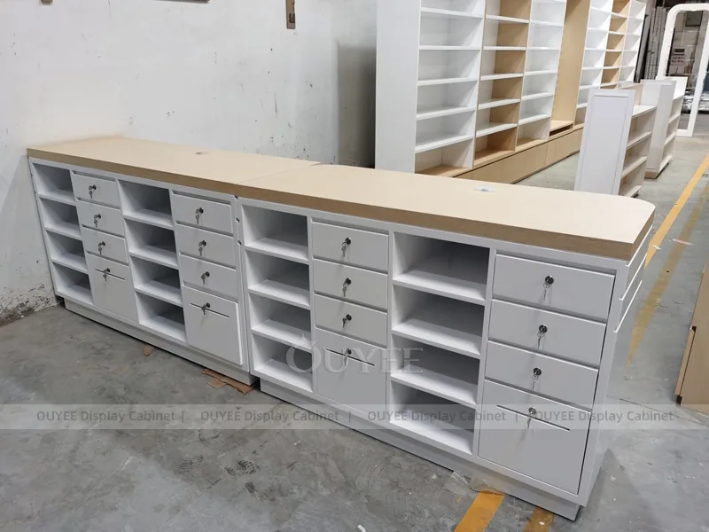 White Pharmacy Checkout Drawer Counter Display