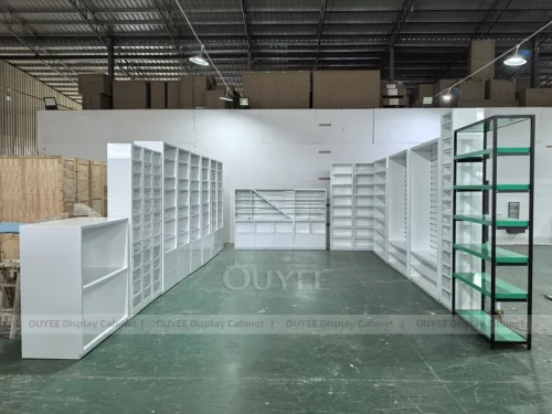White Pharmacy Glass Corner Display Case
