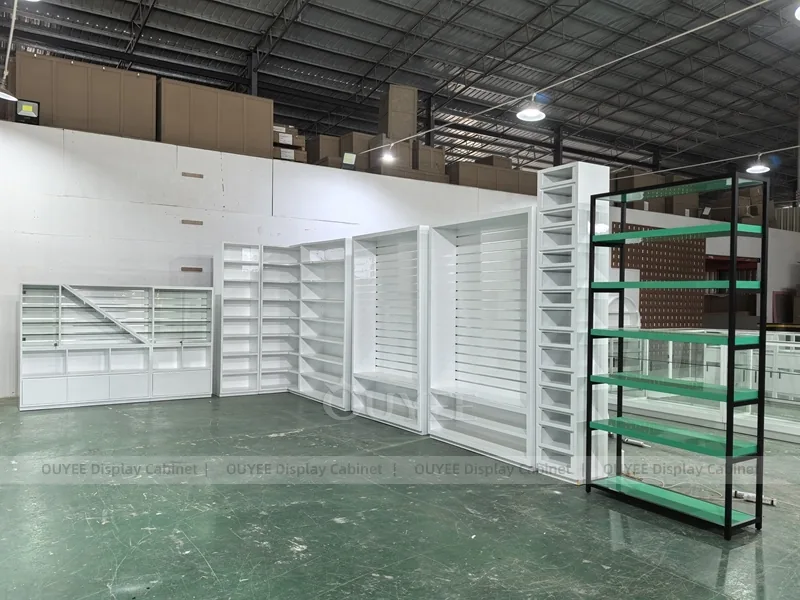 White Pharmacy Glass Corner Display Case - Image 2