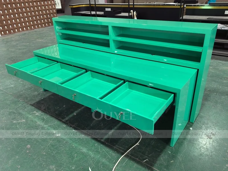 White Pharmacy Glass Corner Display Case - Image 7