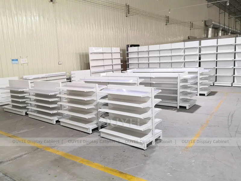 White Pharmacy Gondola Wall Shelving Set - الصورة 2