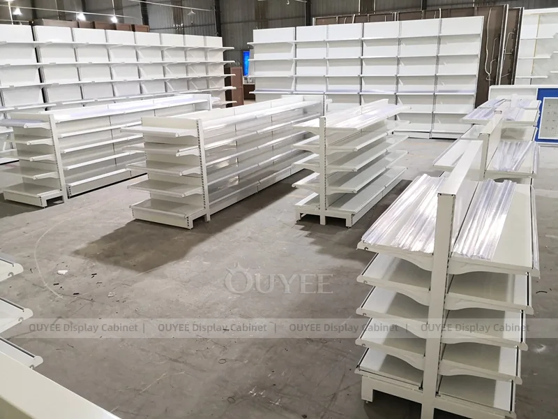 White Pharmacy Gondola Wall Shelving Set - الصورة 5