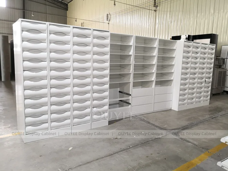 White Pharmacy Gondola Wall Shelving Set - الصورة 7
