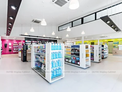 White Pharmacy Pink Feature Display Fixture