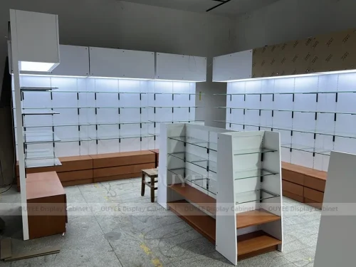 White Pharmacy Shelving Wood