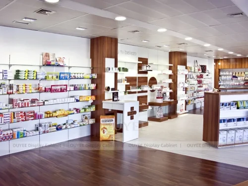 White Pharmacy Wall Shelving With Side Bay