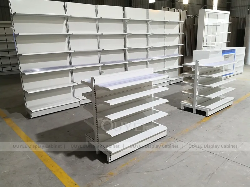 White Pharmacy Wall Shelving With Green Accent - Image 6