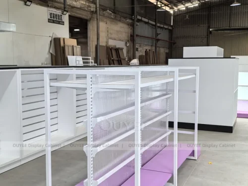 White Purple Beauty Gondola Wig Gondola Shelving Display