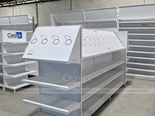 White Retail Gondola Green Wig Gondola Shelving Display