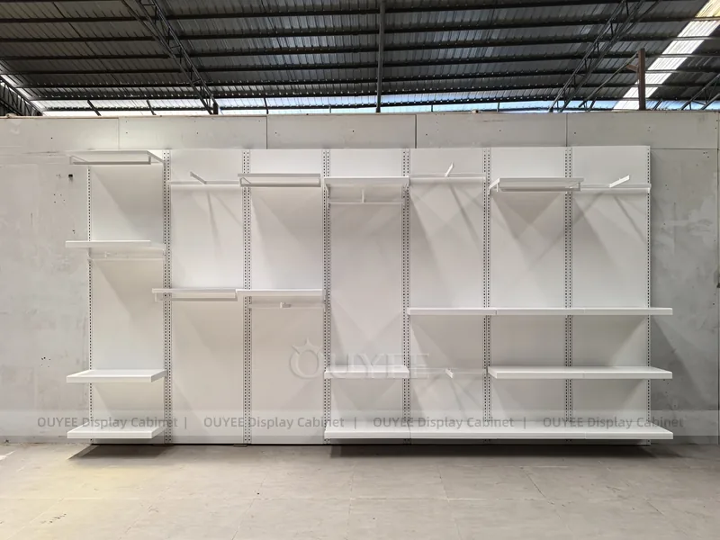 White Slatwall Shelving Clothing Store Display