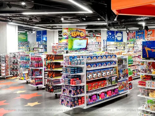 White Toy Store Gondola Shelving System 01