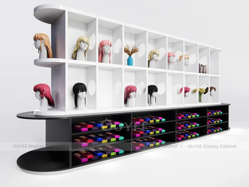 White Wig Wall Cabinet Colorful Wig Wall Display - Image 7
