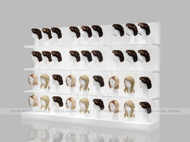 White Wig Wall Cabinet Wood Wig Wall Display - Image 6