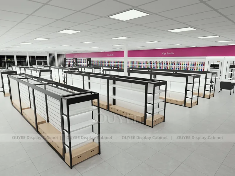 White Wig Wall Shelving Black Wig Wall Display - Image 8