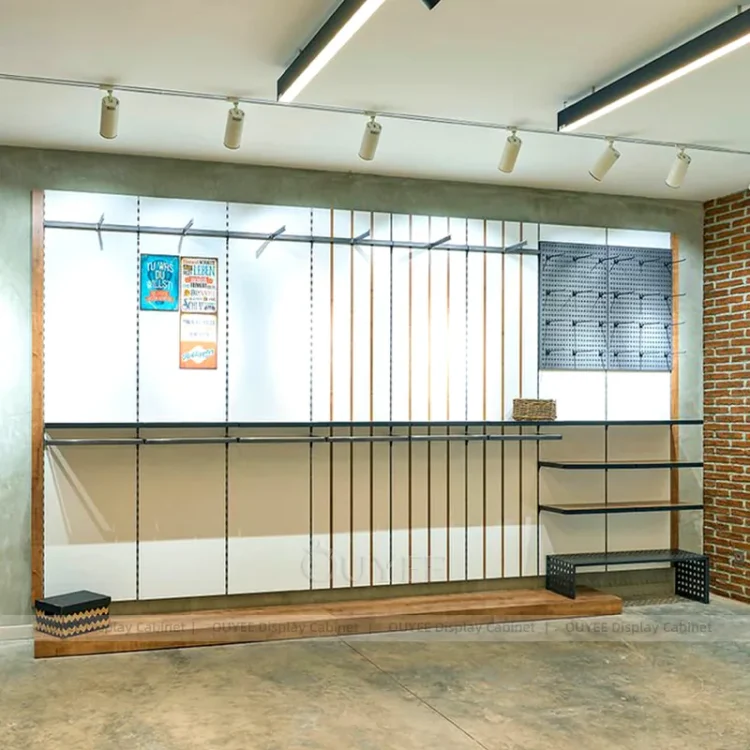 White Wood Slatwall Retail Display System | Custom Display Rack ...