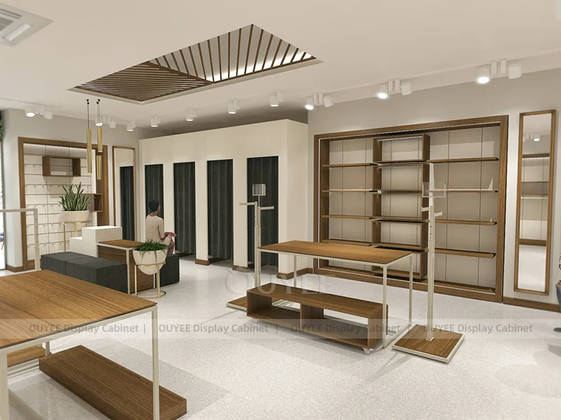 Wood Slat Fitting Area Clothing Store Display - Image 2