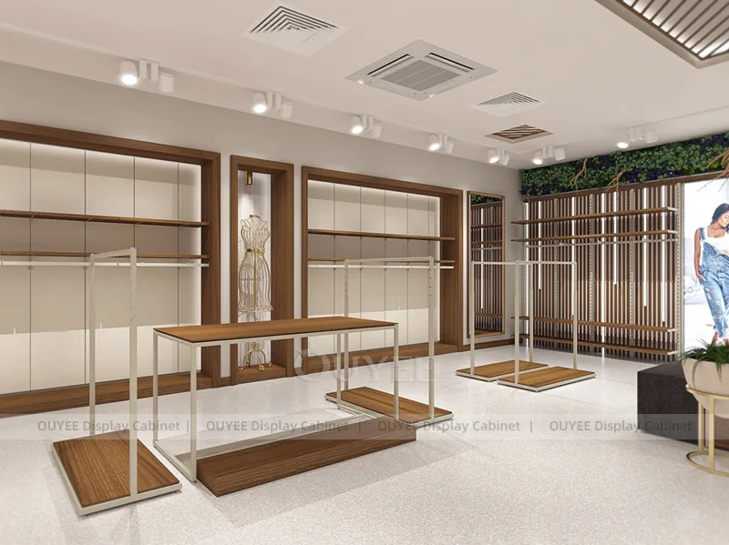 Wood Slat Fitting Area Clothing Store Display - Image 3