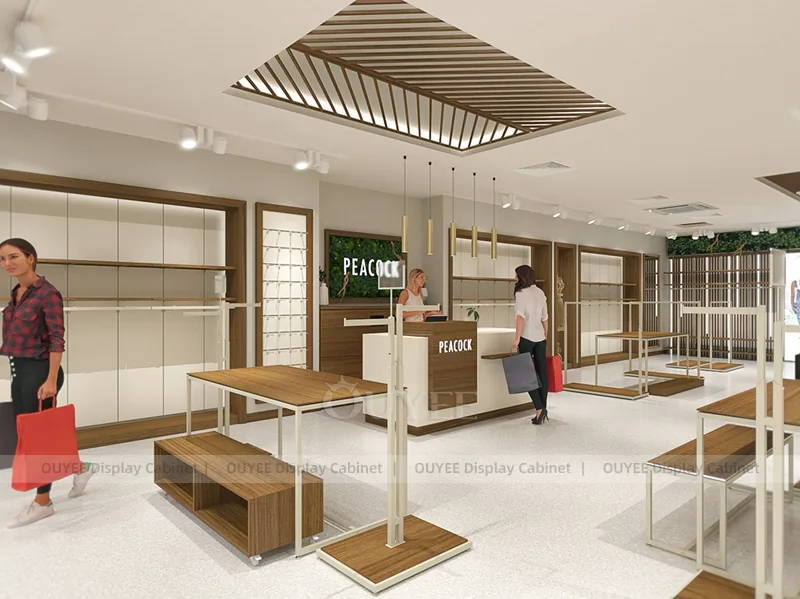 Wood Slat Fitting Area Clothing Store Display - Image 5