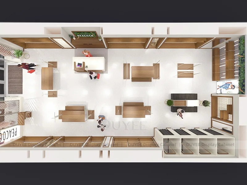 Wood Slat Fitting Area Clothing Store Display - Image 7