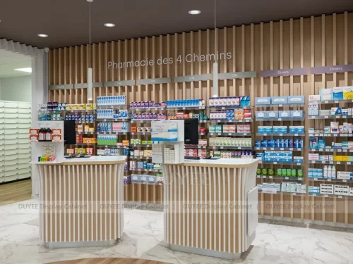 Wood Slat Pharmacy Counter