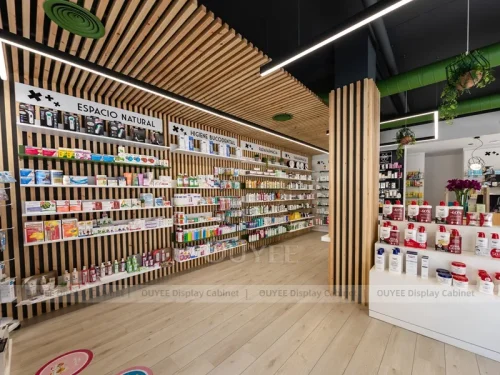 Wood Slat Pharmacy Shelving