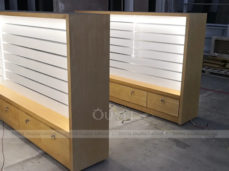 Wood Tone And Blue Phone Store Display Fixture - Image 6