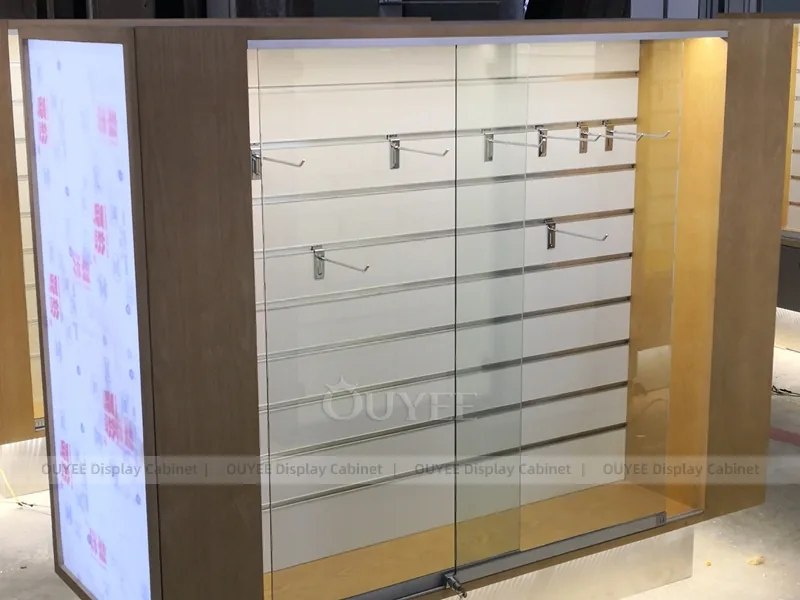 Wood Tone And Blue Phone Store Display Fixture - Image 7