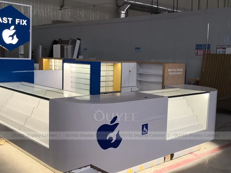Wood Tone And Blue Phone Store Display Fixture - Image 9