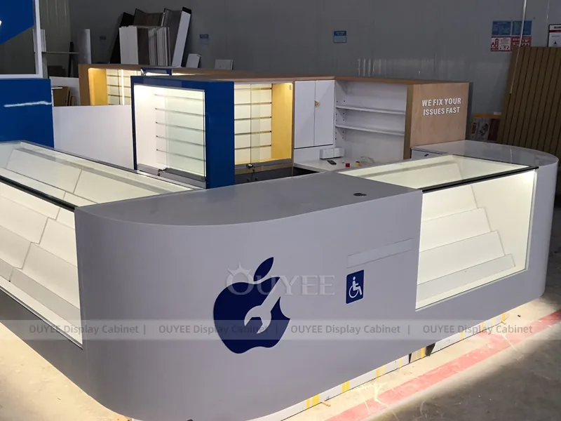 Wood Tone And Blue Phone Store Display Fixture - Image 10