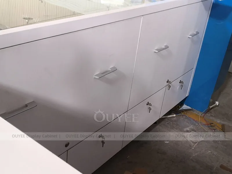 Wood Tone And Blue Phone Store Display Fixture - Image 13