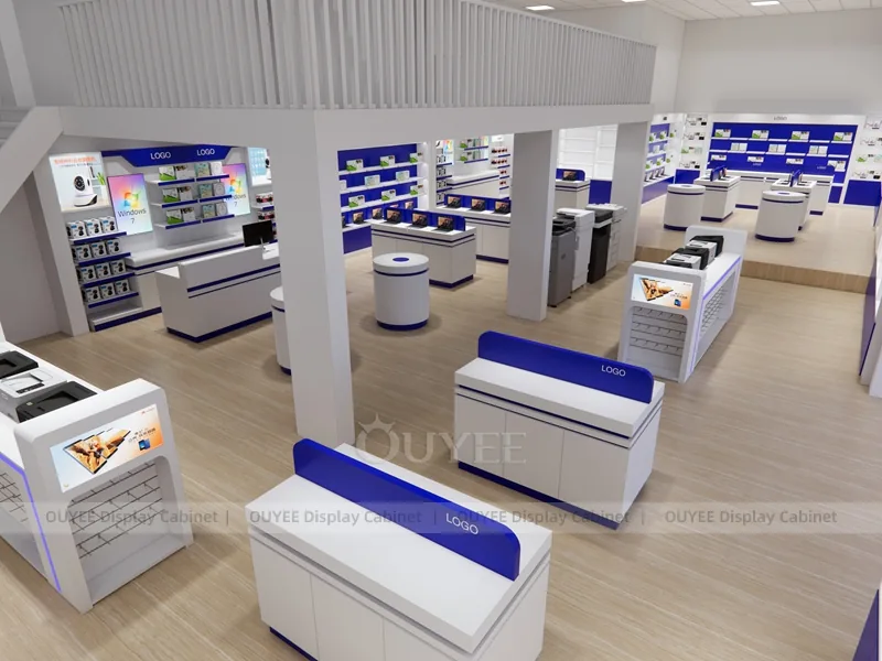 Wood Tone And Blue Phone Store Display Fixture - Image 6