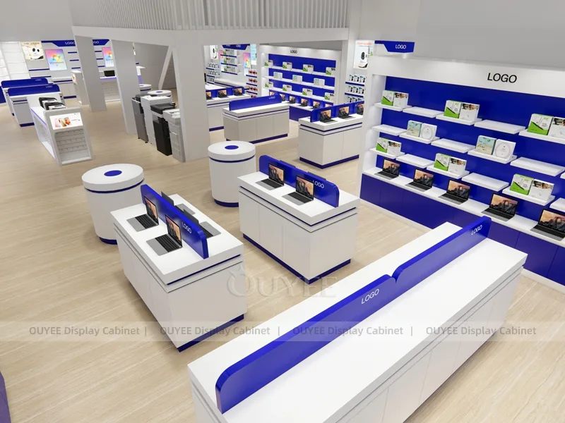 Wood Tone And Blue Phone Store Display Fixture - Image 7