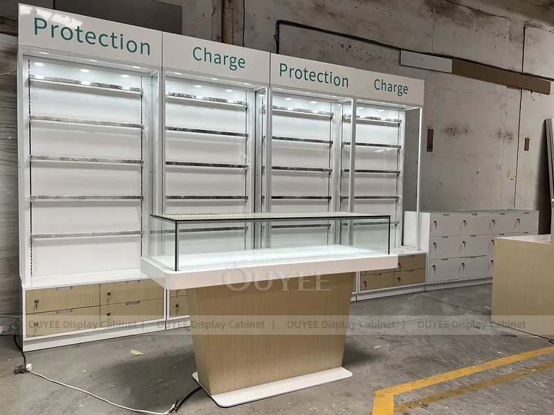 Wood Tone And Gold Phone Store Display Fixture - Image 5