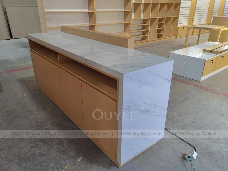 Wood Tone And Gold Phone Store Display Fixture - Image 6