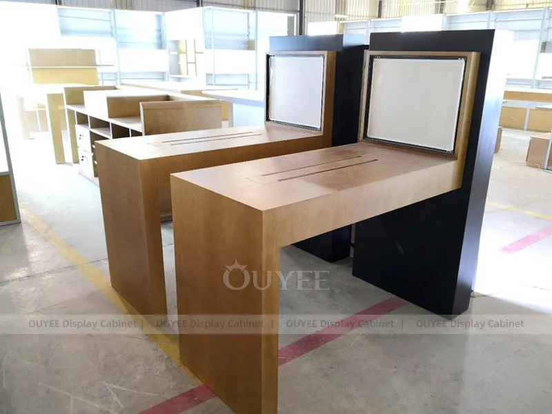 Wood Tone And Gold Phone Store Display Fixture - Image 2