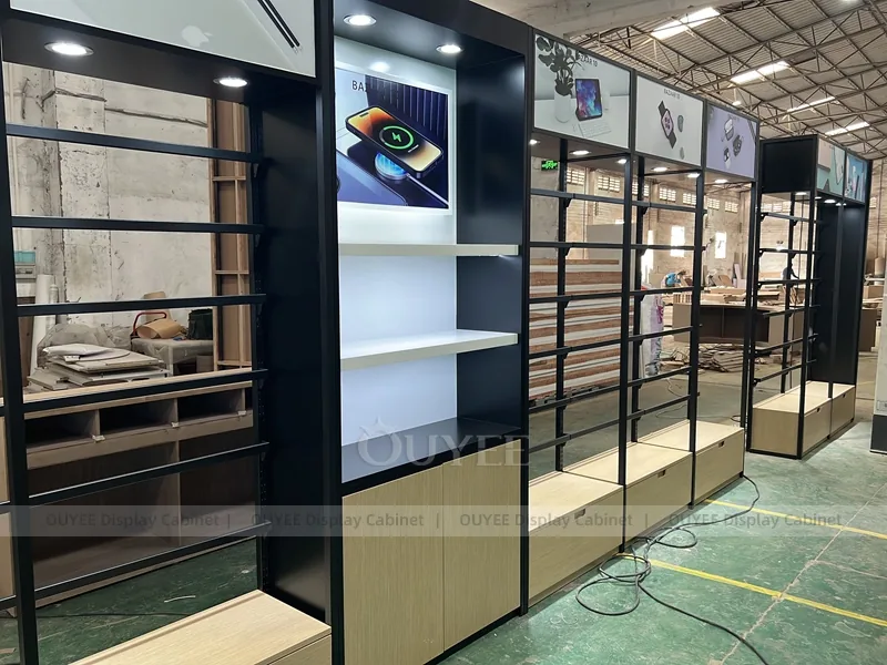 Wood Tone And Gold Phone Store Display Fixture - Image 7