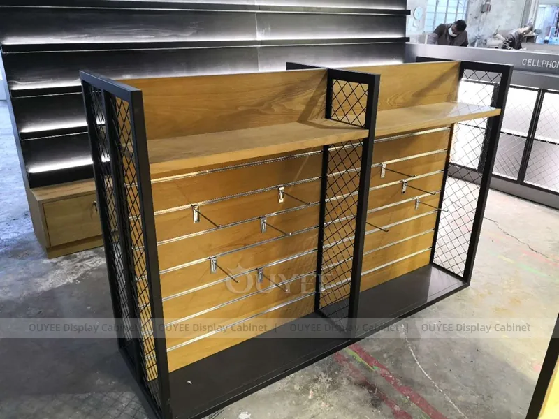 Wood Tone And Gold Phone Store Display Fixture - Image 7
