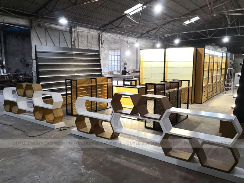 Wood Tone And Gold Phone Store Display Fixture - Image 8