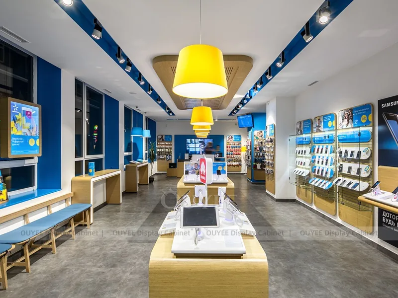 Wood Tone And Gold Phone Store Display Fixture - Image 5